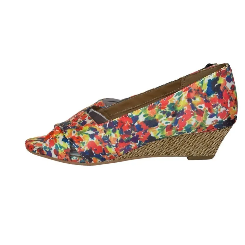 AEROSOLES SHIPMATES FLORAL WEDGE, sz 7.5‎